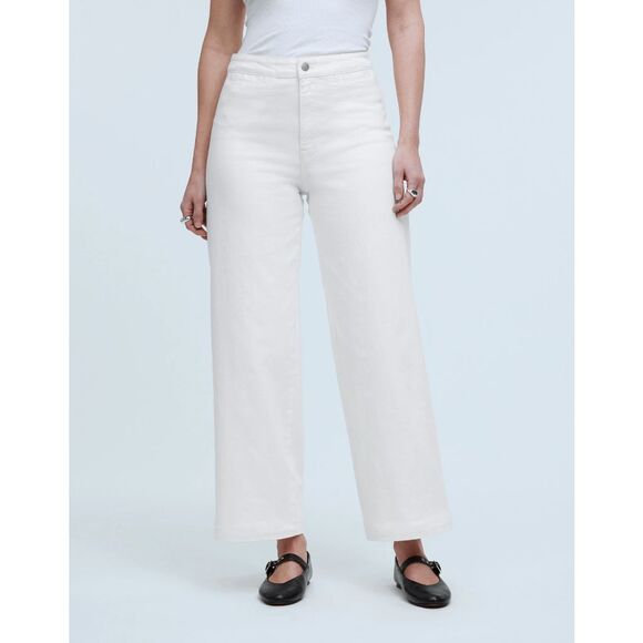 Madewell The Curvy Emmett Wide-Leg Jeans in Tile White: Welt Pocket Edition Whit - Picture 1 of 12